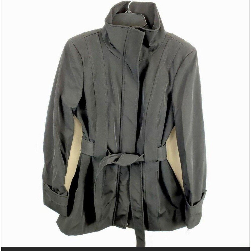 NWT Calvin Klein Black Belted Soft Shell Utility Trench Coat Jacket Medium